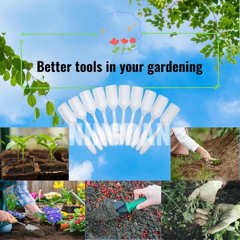NINGDAN 10Pcs Mini Shovel,Plastic Mini Gardening Shovel Spoons Soil Scoops,Cultivation Digging Transplanting Tools for Succulents Potted Flowers,Milk Powder/Coffee Beans Scoops (All Transparent) - Image 2